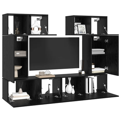 vidaXL Ensemble de meubles TV 6 pcs Noir aspect chêne Aggloméré