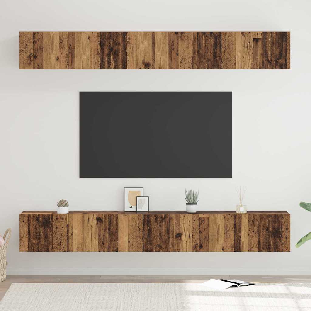 vidaXL Meuble TV mural 6 pcs Aggloméré effet vieux bois