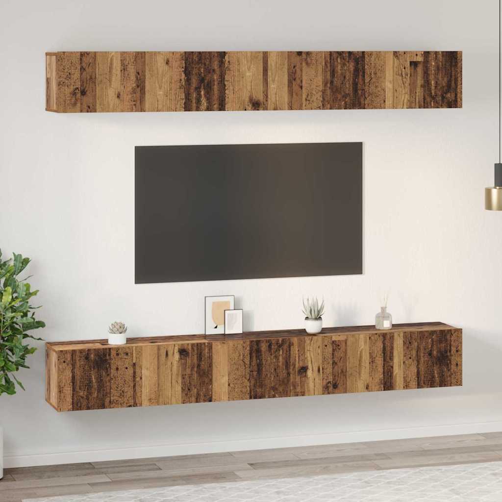 vidaXL Meuble TV mural 6 pcs Aggloméré effet vieux bois