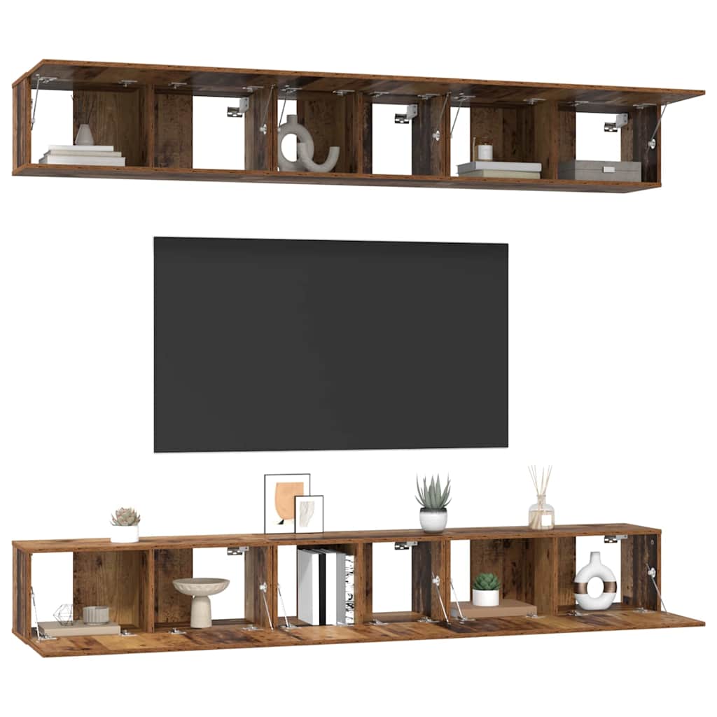 vidaXL Meuble TV mural 6 pcs Aggloméré effet vieux bois