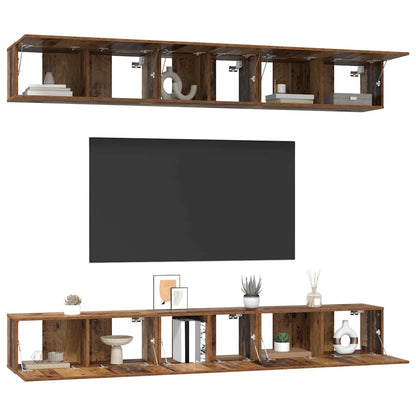 vidaXL Meuble TV mural 6 pcs Aggloméré effet vieux bois