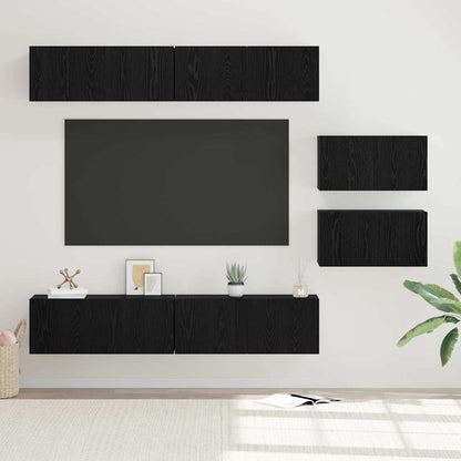 vidaXL Ensemble de Meubles TV 6 pcs Noir aspect Chêne Bois d'ingénierie