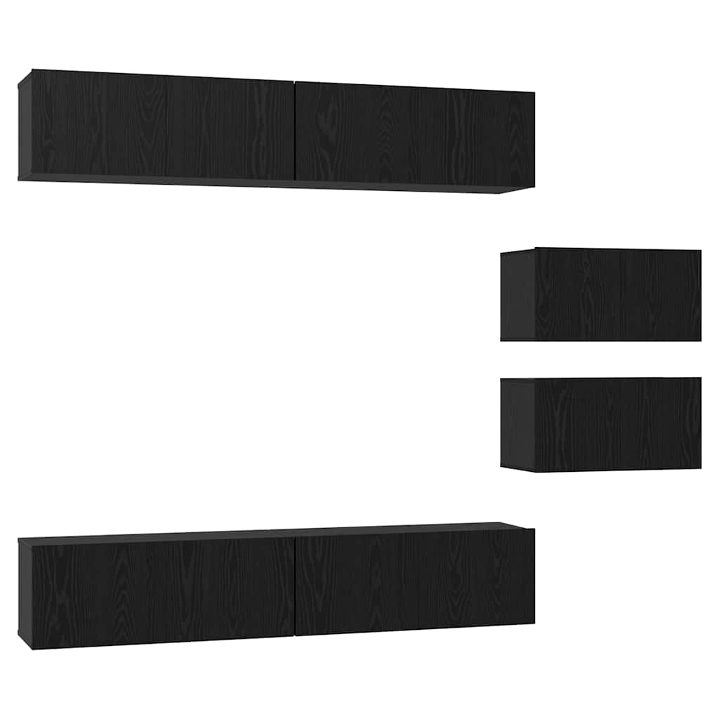 vidaXL Ensemble de Meubles TV 6 pcs Noir aspect Chêne Bois d'ingénierie