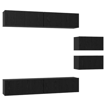 vidaXL Ensemble de Meubles TV 6 pcs Noir aspect Chêne Bois d'ingénierie