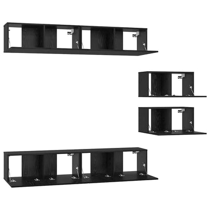 vidaXL Ensemble de Meubles TV 6 pcs Noir aspect Chêne Bois d'ingénierie