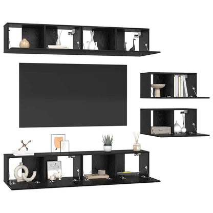 vidaXL Ensemble de Meubles TV 6 pcs Noir aspect Chêne Bois d'ingénierie