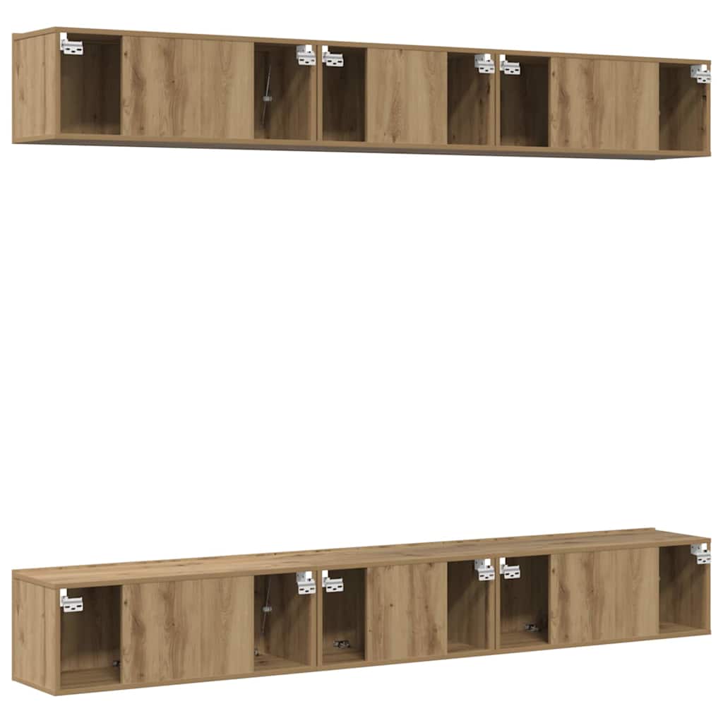 vidaXL Meuble TV mural 6 pcs Chêne artisanal Bois d'ingénierie