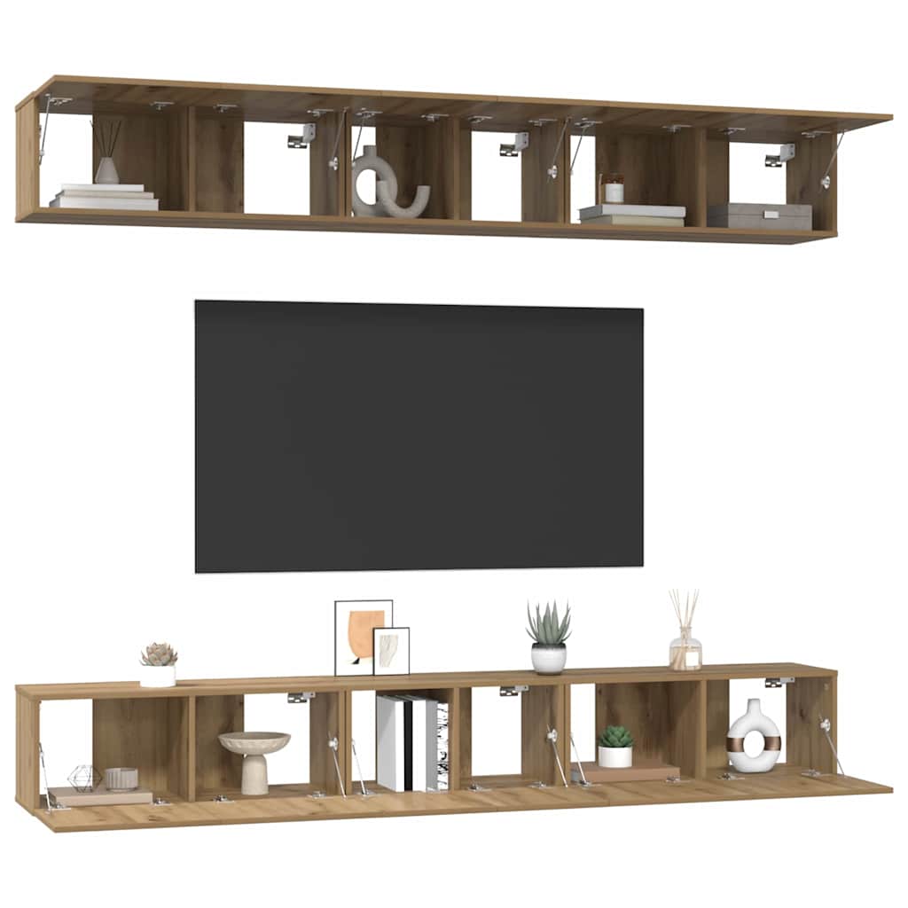 vidaXL Meuble TV mural 6 pcs Chêne artisanal Bois d'ingénierie