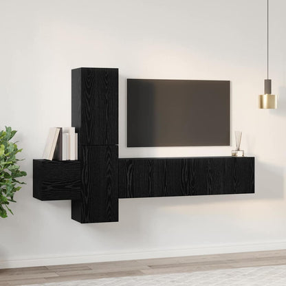 vidaXL TV-Schrankset 5 pcs Schwarz Eichen-Optik Holzwerkstoff