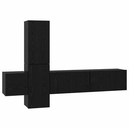 vidaXL TV-Schrankset 5 pcs Schwarz Eichen-Optik Holzwerkstoff