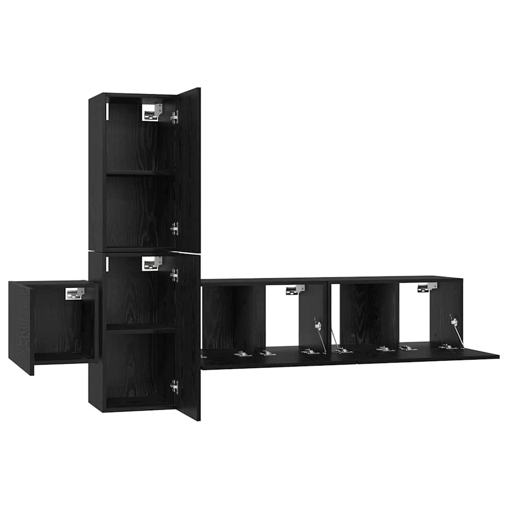 vidaXL TV-Schrankset 5 pcs Schwarz Eichen-Optik Holzwerkstoff
