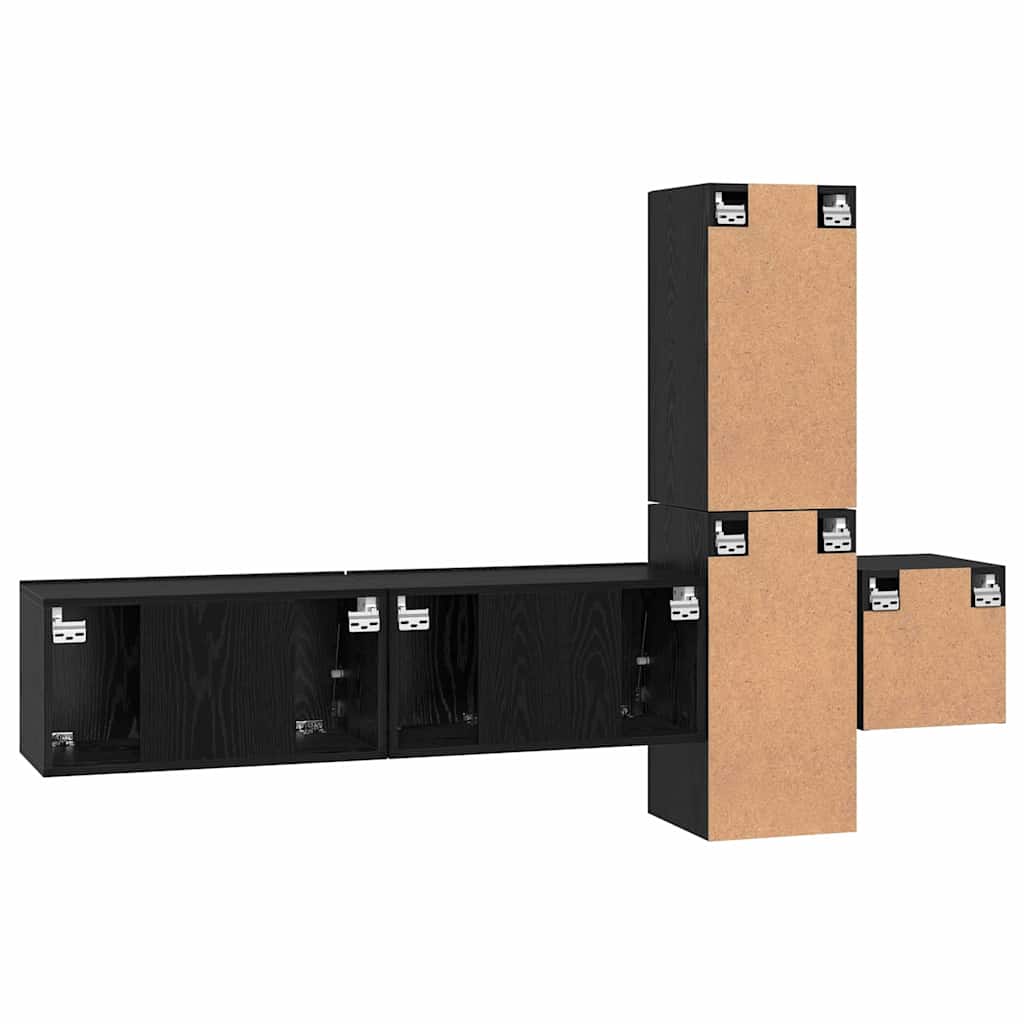 vidaXL TV-Schrankset 5 pcs Schwarz Eichen-Optik Holzwerkstoff