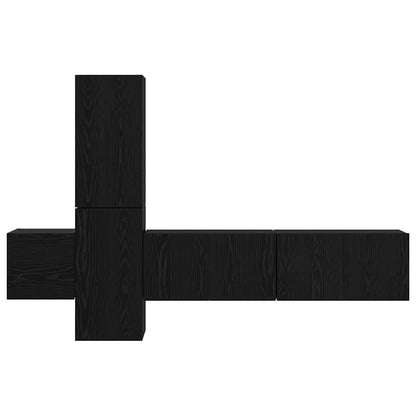 vidaXL TV-Schrankset 5 pcs Schwarz Eichen-Optik Holzwerkstoff
