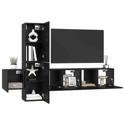 vidaXL TV-Schrankset 5 pcs Schwarz Eichen-Optik Holzwerkstoff