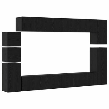 vidaXL Meuble TV 9 pcs Noir aspect chêne Aggloméré