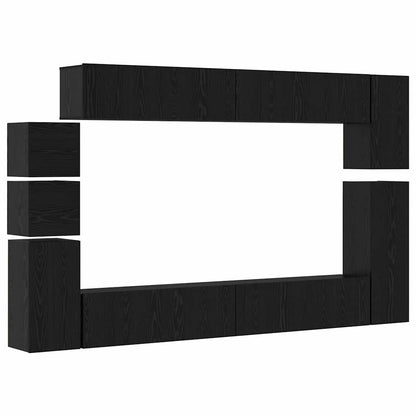 vidaXL Meuble TV 9 pcs Noir aspect chêne Aggloméré