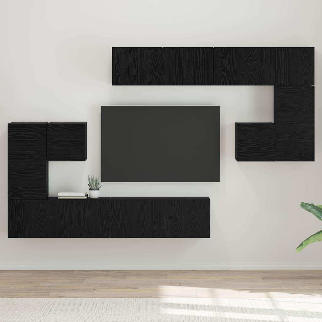 vidaXL Meubles TV 4 pcs Noir Aspect chêne Bois d'ingénierie