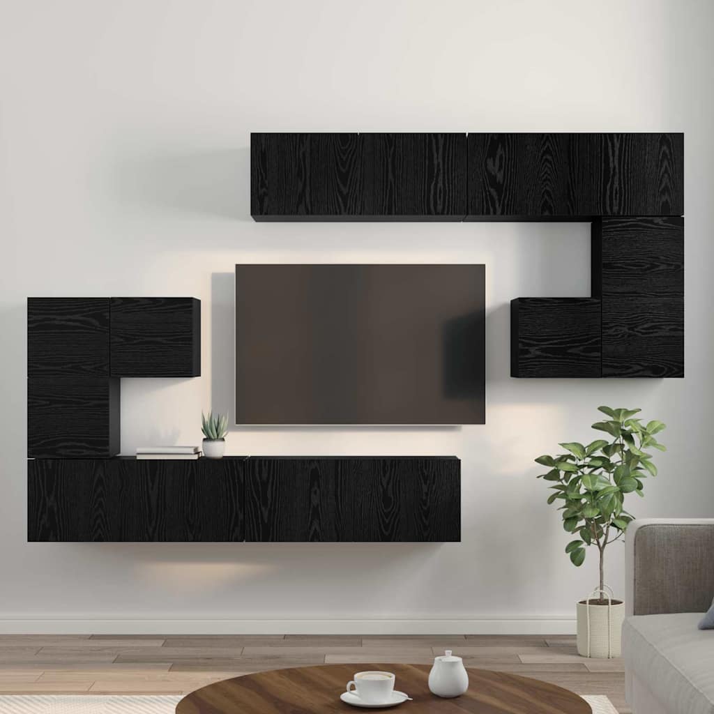 vidaXL Meubles TV 4 pcs Noir Aspect chêne Bois d'ingénierie