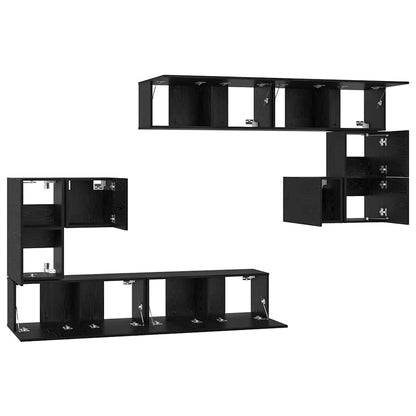 vidaXL Meubles TV 4 pcs Noir Aspect chêne Bois d'ingénierie