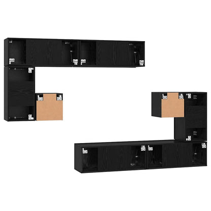 vidaXL Meubles TV 4 pcs Noir Aspect chêne Bois d'ingénierie