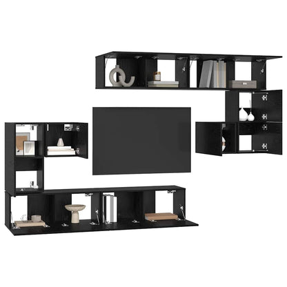 vidaXL Meubles TV 4 pcs Noir Aspect chêne Bois d'ingénierie