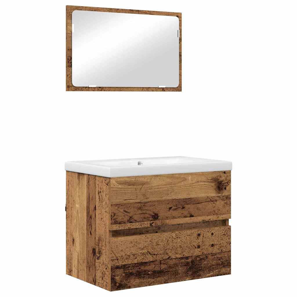 vidaXL Ensemble de meubles de salle de bain avec tiroirs 3 pcs Bois d'ingénierie en bois de récupération
