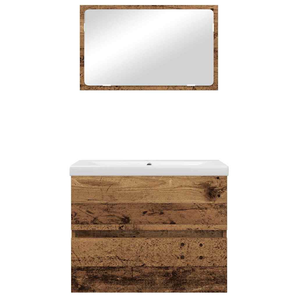 vidaXL Ensemble de meubles de salle de bain avec tiroirs 3 pcs Bois d'ingénierie en bois de récupération