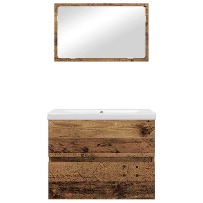 vidaXL Ensemble de meubles de salle de bain avec tiroirs 3 pcs Bois d'ingénierie en bois de récupération