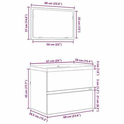 vidaXL Ensemble de meubles de salle de bain avec tiroirs 3 pcs Bois d'ingénierie en bois de récupération