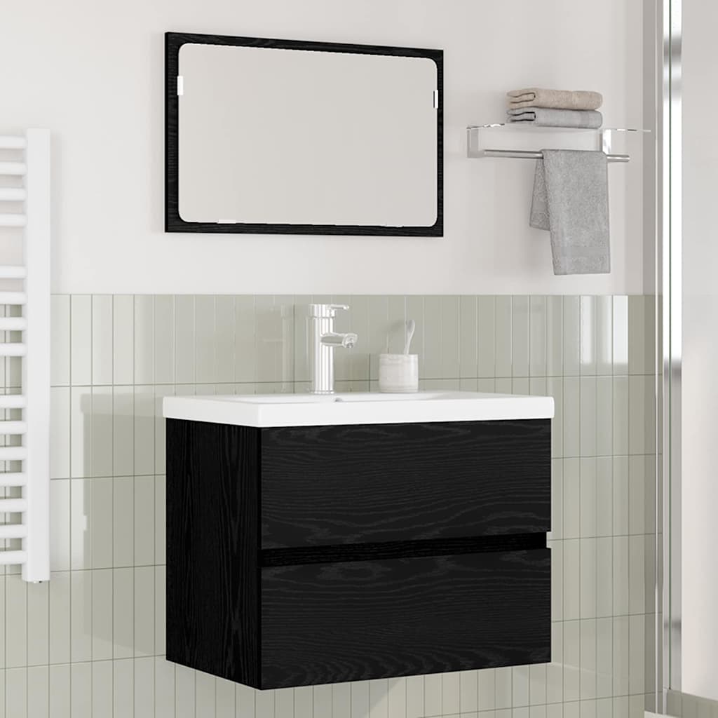 vidaXL Ensemble de meubles de salle de bain 3 pcs Aspect chêne noir Bois d'ingénierie