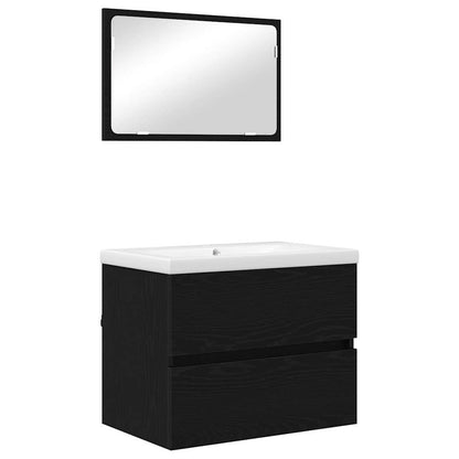 vidaXL Ensemble de meubles de salle de bain 3 pcs Aspect chêne noir Bois d'ingénierie