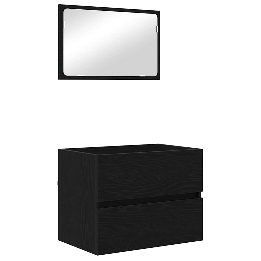 vidaXL Ensemble de meubles de salle de bain 3 pcs Aspect chêne noir Bois d'ingénierie