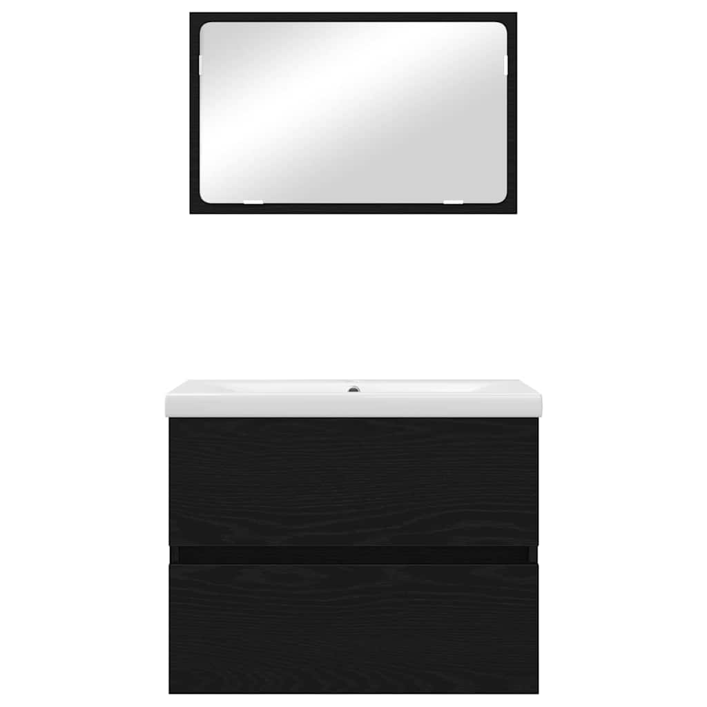 vidaXL Ensemble de meubles de salle de bain 3 pcs Aspect chêne noir Bois d'ingénierie