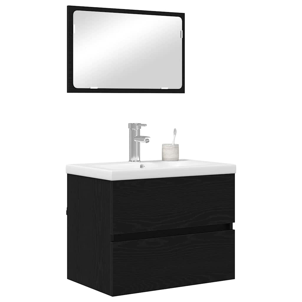 vidaXL Ensemble de meubles de salle de bain 3 pcs Aspect chêne noir Bois d'ingénierie