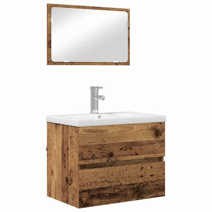 vidaXL Ensemble de meubles de salle de bain avec tiroirs 3 pcs Bois de récupération Bois d'ingénierie
