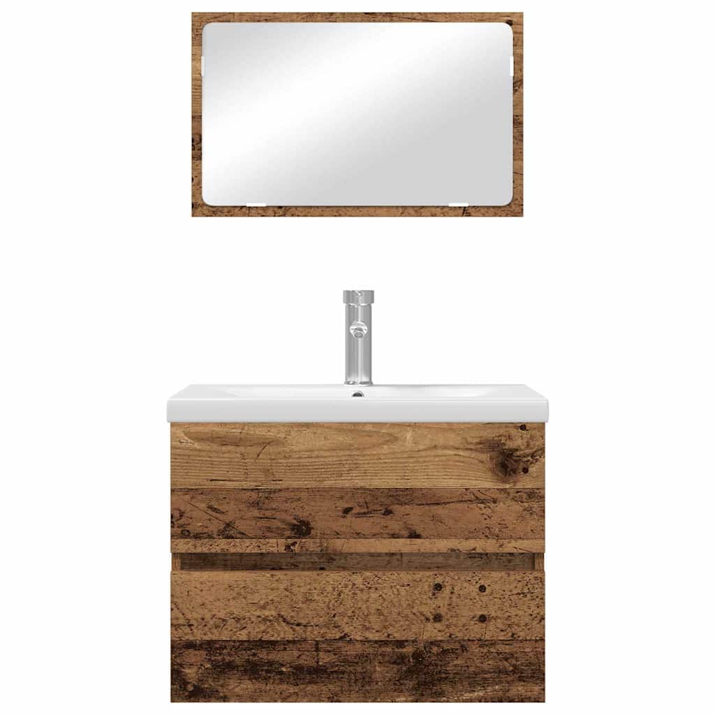 vidaXL Ensemble de meubles de salle de bain avec tiroirs 3 pcs Bois de récupération Bois d'ingénierie