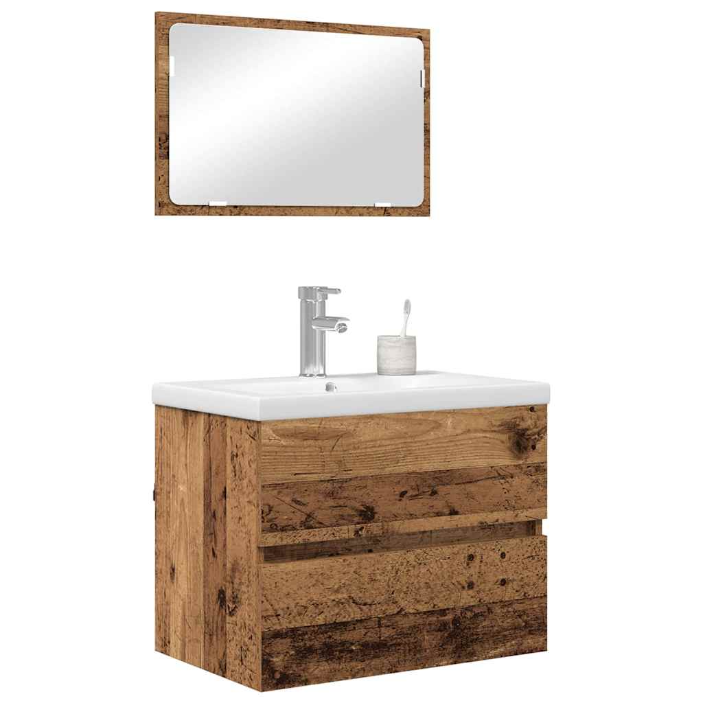 vidaXL Ensemble de meubles de salle de bain avec tiroirs 3 pcs Bois de récupération Bois d'ingénierie