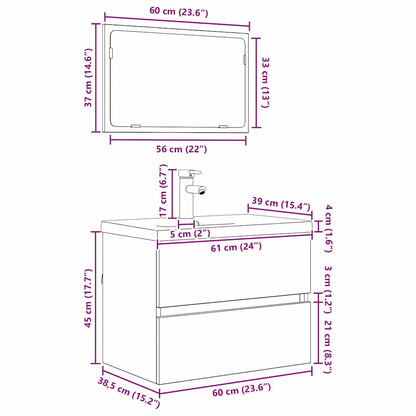 vidaXL Ensemble de meubles de salle de bain avec tiroirs 3 pcs Bois de récupération Bois d'ingénierie