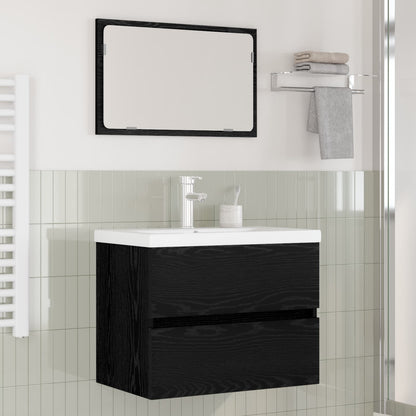 vidaXL Ensemble de meubles de salle de bain 3 pcs Noir Effet chêne Bois d'ingénierie