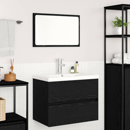 vidaXL Ensemble de meubles de salle de bain 3 pcs Noir Effet chêne Bois d'ingénierie