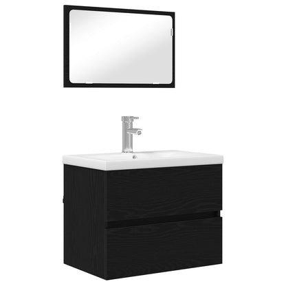 vidaXL Ensemble de meubles de salle de bain 3 pcs Noir Effet chêne Bois d'ingénierie