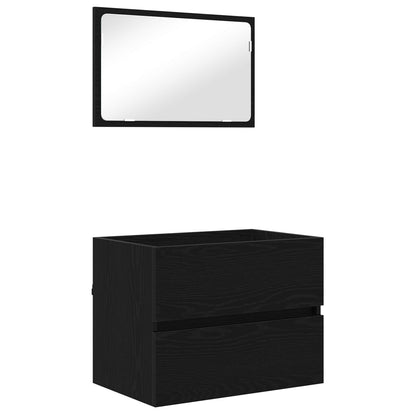 vidaXL Ensemble de meubles de salle de bain 3 pcs Noir Effet chêne Bois d'ingénierie