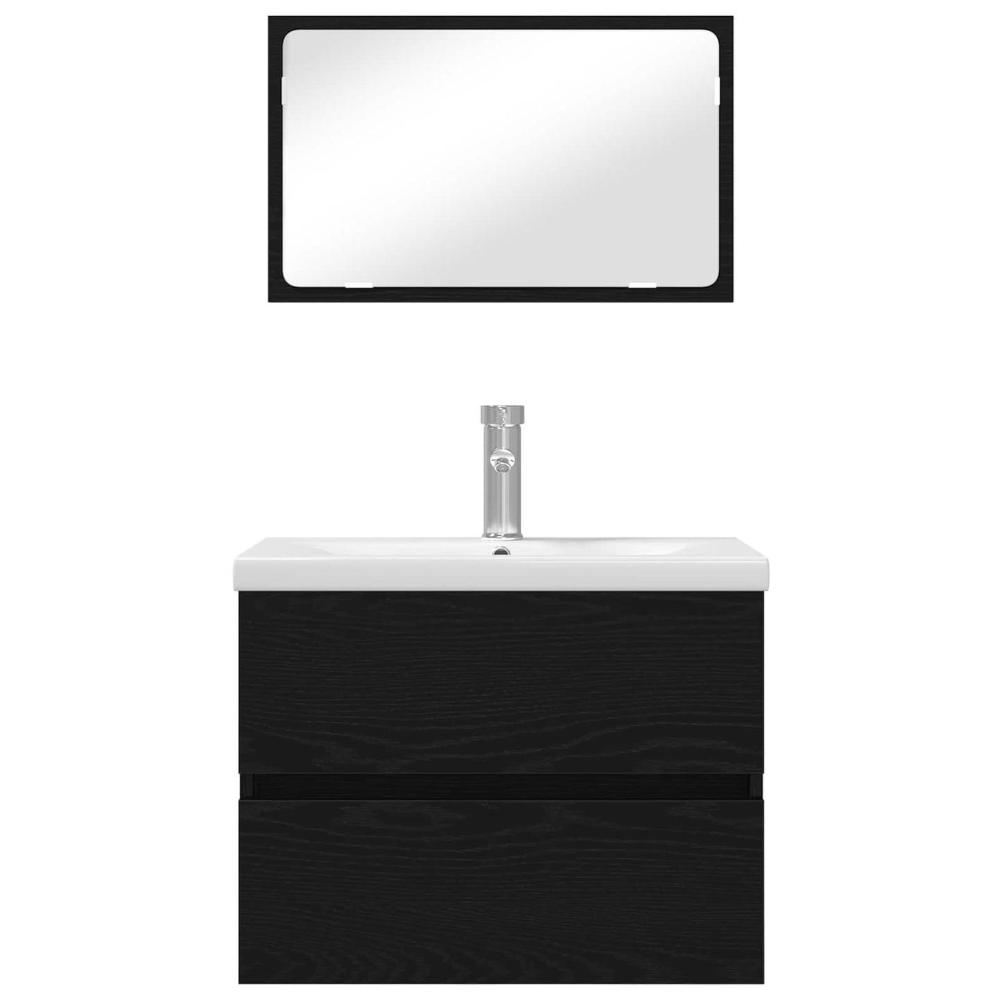 vidaXL Ensemble de meubles de salle de bain 3 pcs Noir Effet chêne Bois d'ingénierie