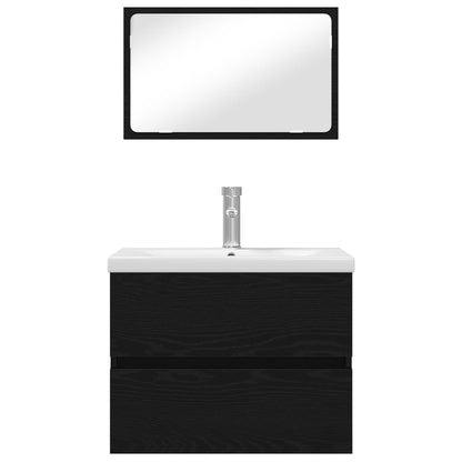 vidaXL Ensemble de meubles de salle de bain 3 pcs Noir Effet chêne Bois d'ingénierie