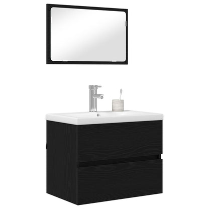 vidaXL Ensemble de meubles de salle de bain 3 pcs Noir Effet chêne Bois d'ingénierie
