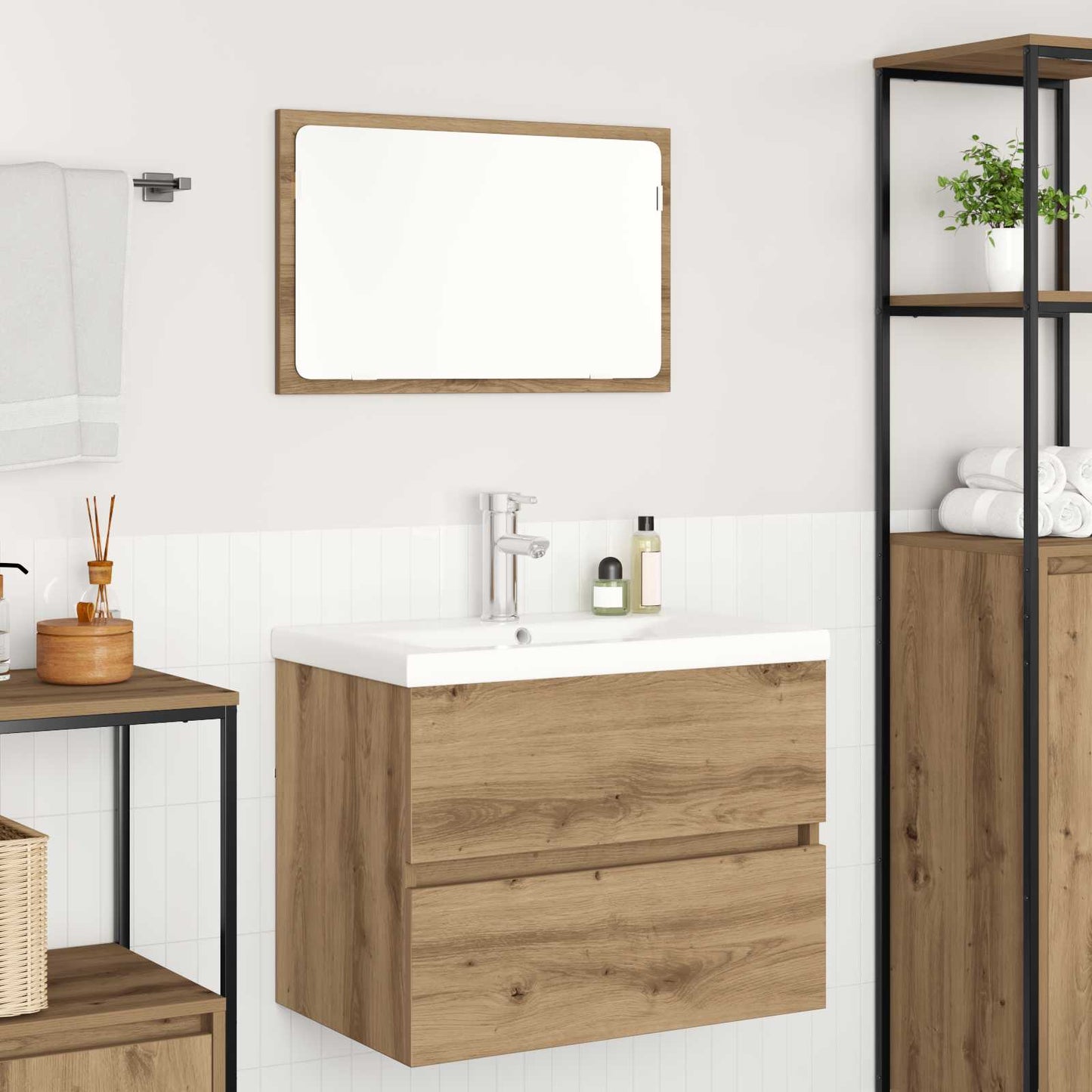 vidaXL Ensemble de meubles de salle de bain 3 pcs Chêne artisanale Bois d'ingénierie