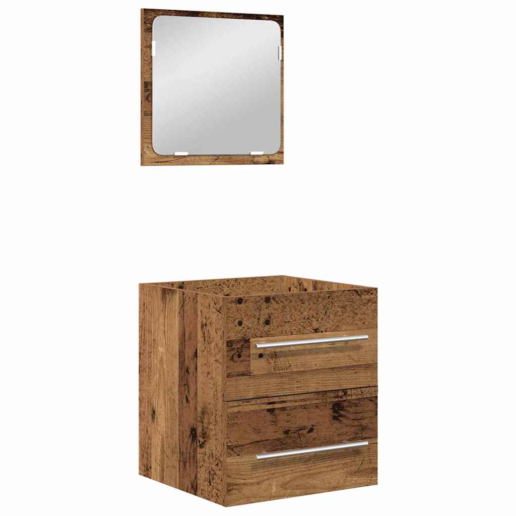 vidaXL Ensemble de meubles de salle de bain avec tiroirs 2 pcs Bois de récupération Bois d'ingénierie
