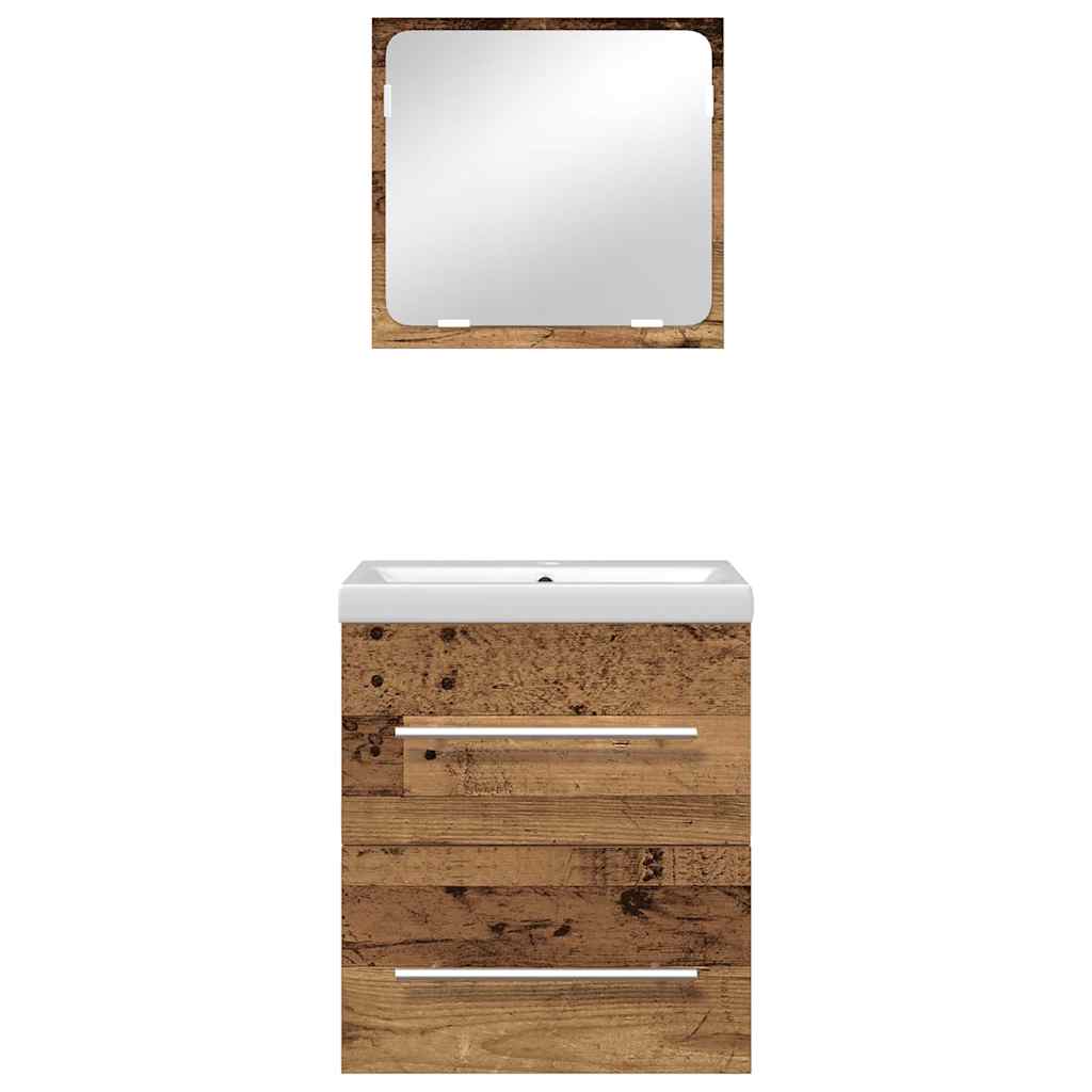 vidaXL Ensemble de meubles de salle de bain avec tiroirs 2 pcs Bois de récupération Bois d'ingénierie