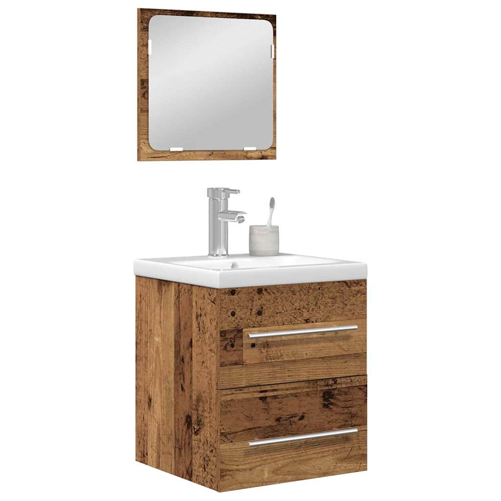 vidaXL Ensemble de meubles de salle de bain avec tiroirs 2 pcs Bois de récupération Bois d'ingénierie