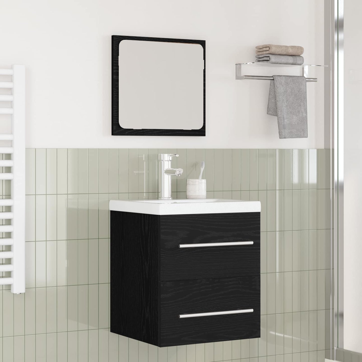 vidaXL Ensemble de meubles de salle de bain 2 pcs Noir aspect chêne Aggloméré